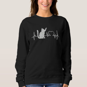 Ca for Women  Meowy Cute Cat  Heartbeat Sweatshirt