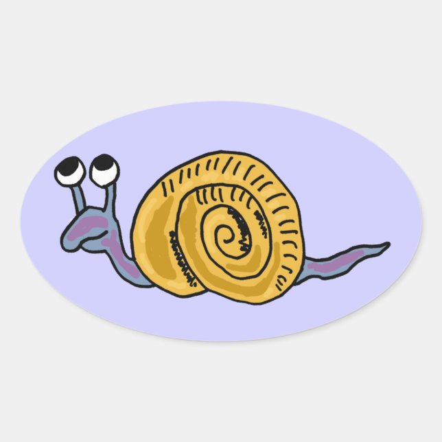 CA- Funny Cartoon Snail Oval Stickers (Front)
