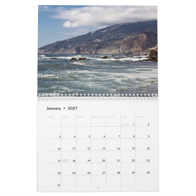 CA Hwy 1 Calendar (Jan 2027)