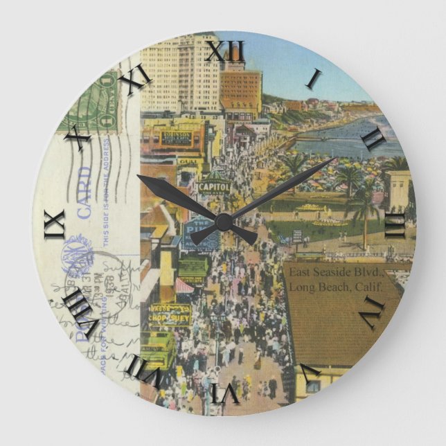 CA - Long Beach, California Post Card Clock - 1938 (Front)