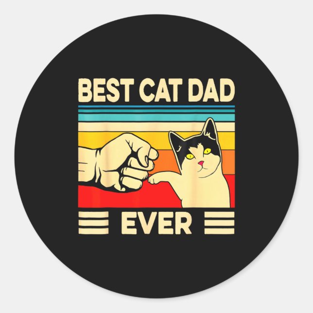 Ca Men Best Cat Dad Ever Funny Cat Lover Gift _2  Classic Round Sticker (Front)