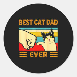 Ca Men Best Cat Dad Ever Funny Cat Lover Gift Classic Round Sticker
