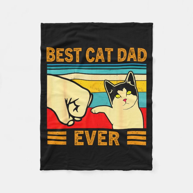 Ca Men Best Cat Dad Ever Funny Cat Lover Gift  Fleece Blanket (Front)