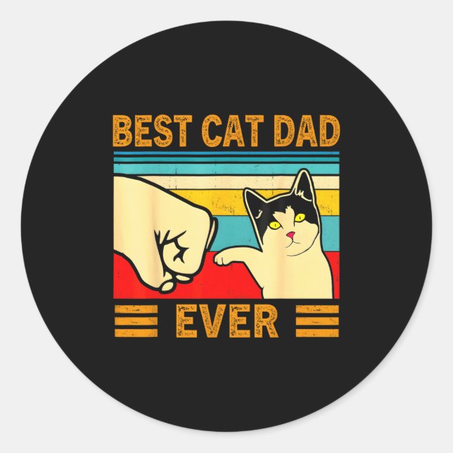 Ca Men Cat Dad Ever Funny Cat Lover Gift  Classic Round Sticker (Front)
