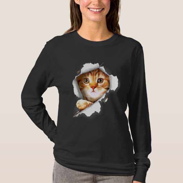 Ca Orange Cat Cat Torn Cloth Kitte T-Shirt (Front)