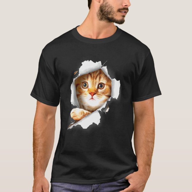 Ca Orange Cat Cat Torn Cloth Kitte T-Shirt (Front)