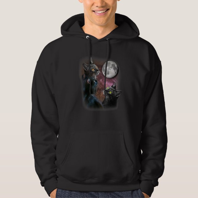 Ca Three Cat Moon 3 Wolfs Cute Kitten Hoodie (Front)