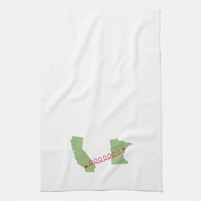 CA to MN ~ Hearts Connected Towel (Vertical)