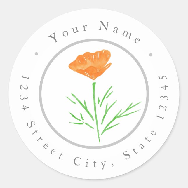 CA Watercolor Poppy Labels (Front)