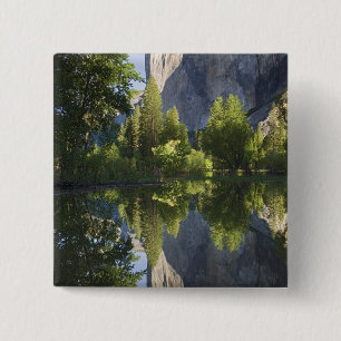 CA, Yosemite NP, El Capitan reflected in Merced 15 Cm Square Badge