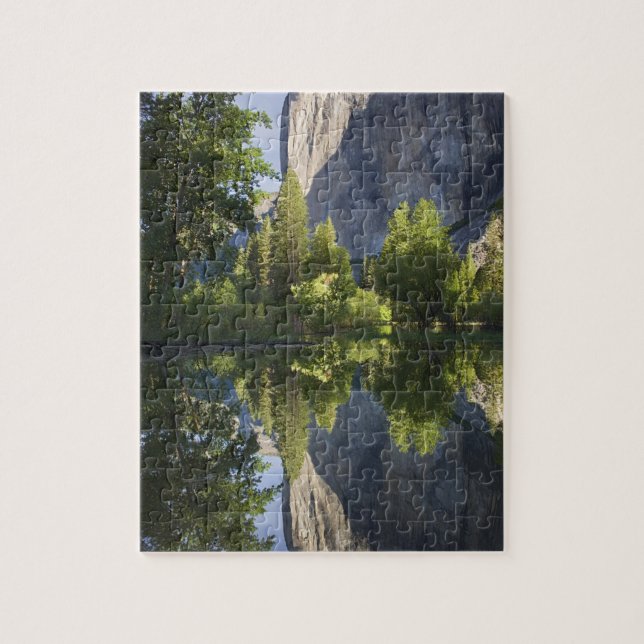CA, Yosemite NP, El Capitan reflected in Merced Jigsaw Puzzle (Vertical)