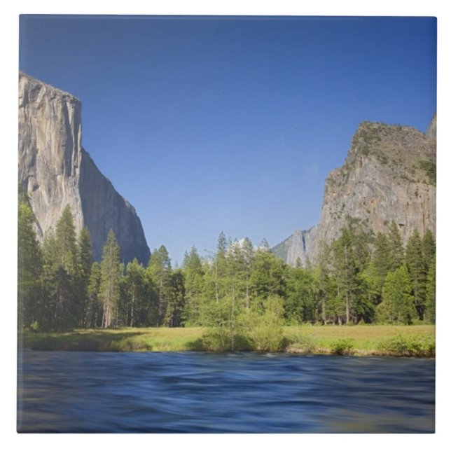 CA, Yosemite NP, Valley view with El Capitan, Tile (Front)