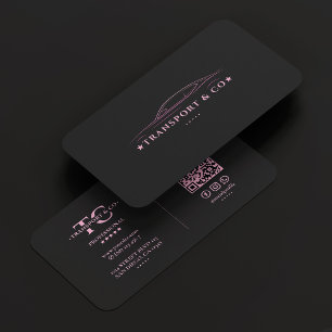 Cab Transport Taxi Driver Car Chauffeur Black Pink Business Card