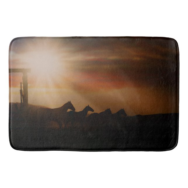 Caballo Sunset Bath Mat Western Horse (Front)