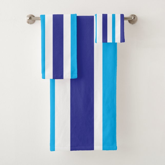 Cabana Blue White Stripes Bath Towel Set (Insitu)