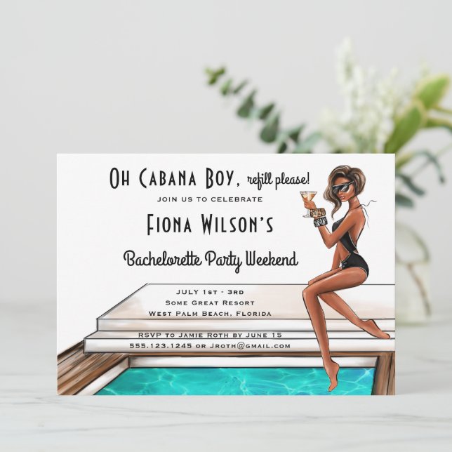 Cabana Boy Bachelorette Party Weekend Invitation (Standing Front)