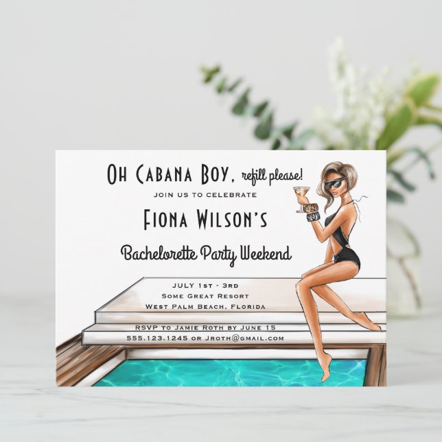 Cabana Boy Bachelorette Party Weekend Invitation (Standing Front)