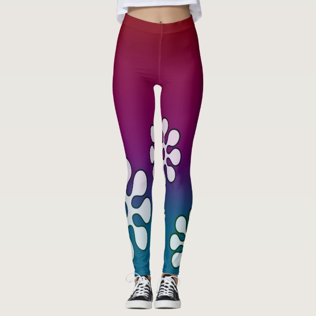 Cabana Red and Blue Leggings (Front)