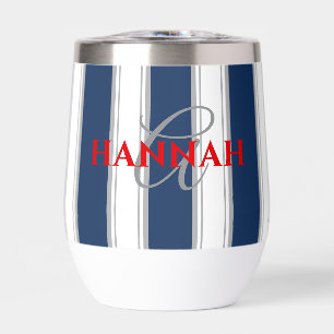 Cabana Stripe Monogram in Navy Blue