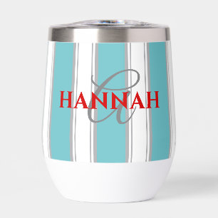 Cabana Stripe Monogram in Turquoise