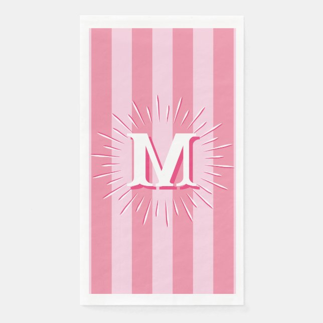 Cabana Stripes in Pink Personalised Napkin (Front)