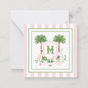 Cabana Stripes Palm Beach Monogram Crest Enclosure Card