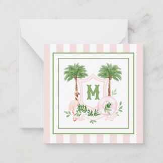 Cabana Stripes Palm Beach Monogram Crest Enclosure Card
