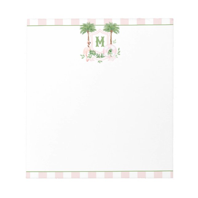 Cabana Stripes Palm Beach Monogram Crest Notepad (Front)