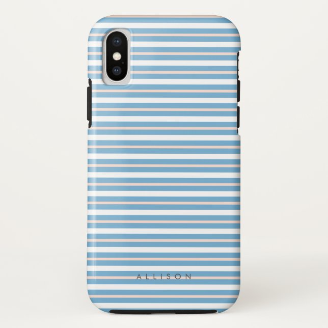 Cabana Stripes Personalise Name/Monogram Case-Mate iPhone Case (Back)