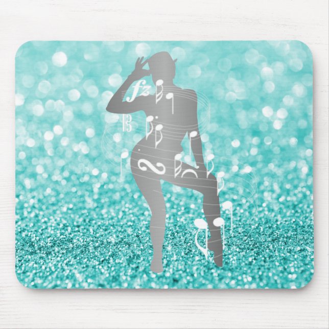 Cabaret Musical Dance Girl Tiffany Turquoise White Mouse Pad (Front)