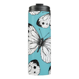 Cabbage butterfly pattern thermal tumbler