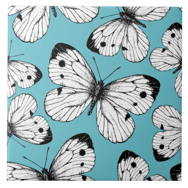 Cabbage butterfly pattern tile (Front)