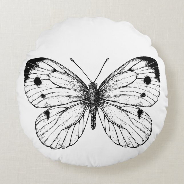 Cabbage butterfly round cushion (Front)