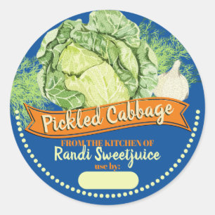 Cabbage garlic pickled personalised canning label