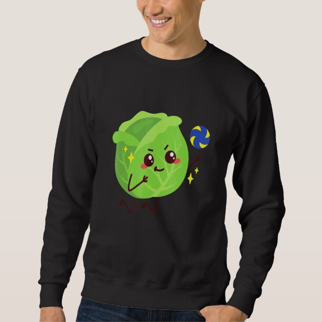 Cabbage Playing Volleyball Vegetable Sweatshirt (Front)