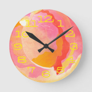 Cabbage Rose III Round Clock