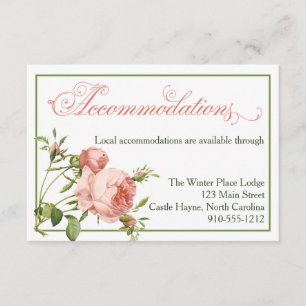 Cabbage Rose Script Wedding Accommodations Card