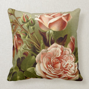 Cabbage Rose Throw Pillow