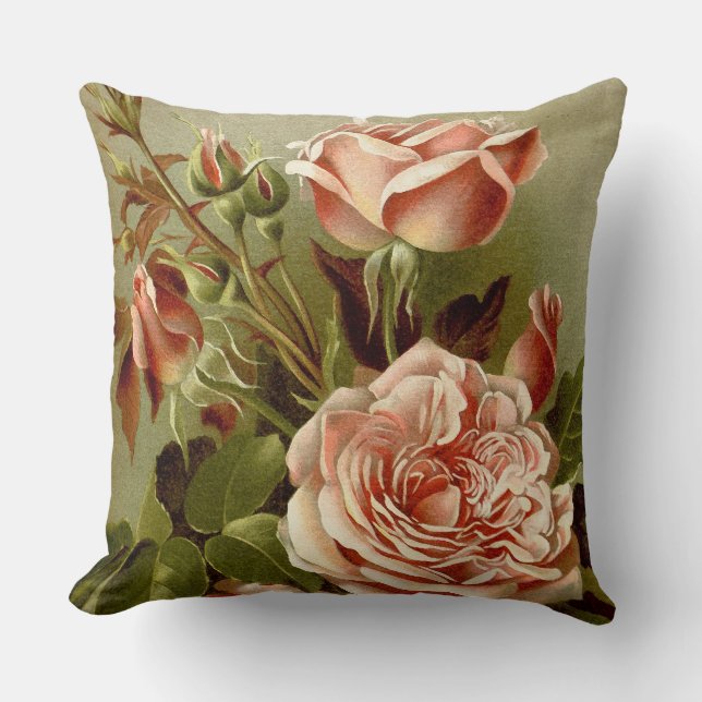 Cabbage Rose Throw Pillow (Front)