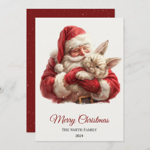 Cabbit Santa Claus Christmas Holiday Card