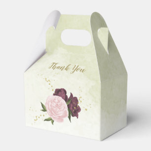 cabernet pink floral greenery wedding favour box