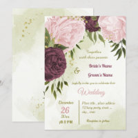 cabernet pink flowers green leaves wedding