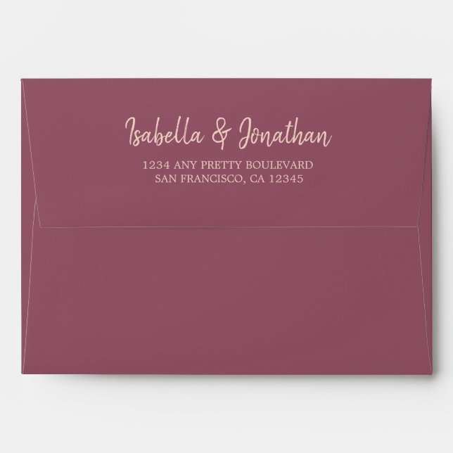 cabernet pink watercolos wedding envelope (Back (Top Flap))