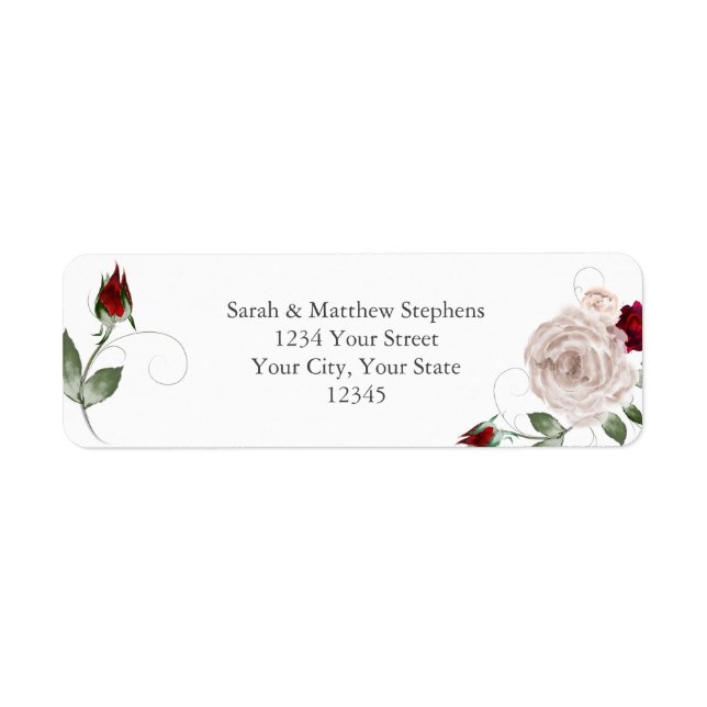 Cabernet Red and Dusty Blush Watercolor Roses (Front)