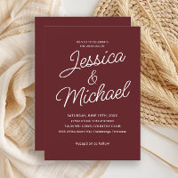 Cabernet Red Script Modern Stylish  Invitation
