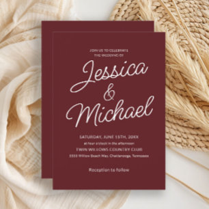Cabernet Red Script Modern Stylish  Invitation