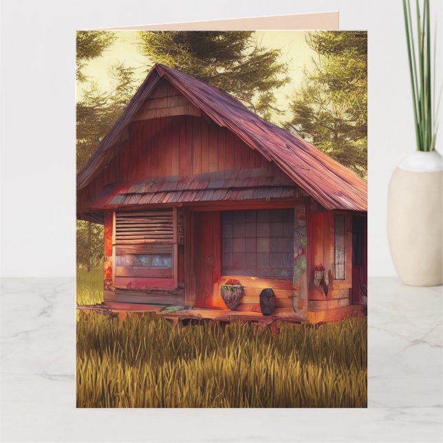 CABIN ART BIRTHDAY GREETING CARD (Front)