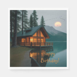 Cabin By Lake Birthday Napkin