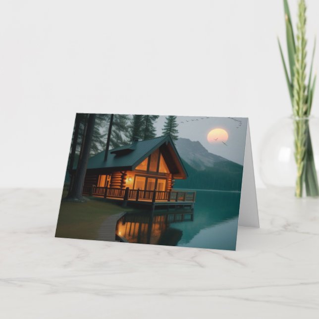 Cabin By The Lake Birthday Card (Front)