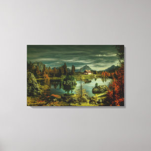 Cabin by the Lake Canvas Print